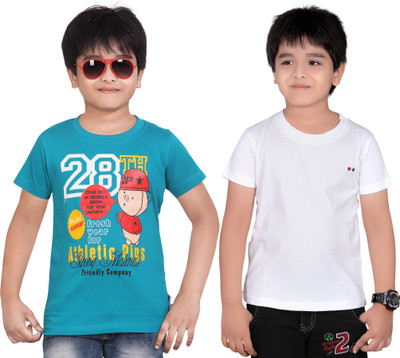 

Dongli Boys Solid T Shirt(Blue, Pack of 2)