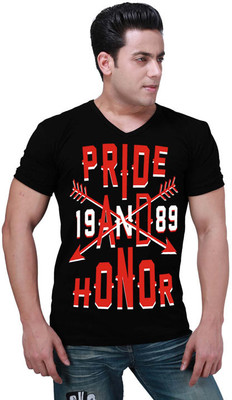 

Inkovy Graphic Print Men's V-neck Black T-Shirt