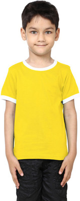 

99Tshirts Boys Solid Cotton T Shirt(Yellow, Pack of 1)