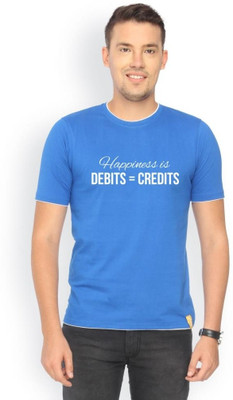 

Campus Sutra Printed Men Round Neck Blue T-Shirt, Royal blue
