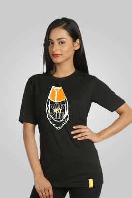 

Campus Sutra Printed Women' Round Neck Black T-Shirt