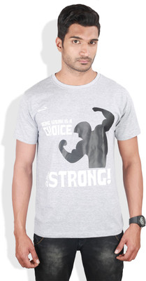 

Kingaroo Printed Men's Round Neck Grey T-Shirt, Grey milange