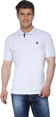 

The Cotton Company Solid Men's Polo Neck Beige T-Shirt, Smoked melange
