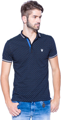 

Mufti Polka Print Men's Polo Neck Black T-Shirt
