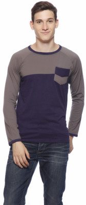 

Gritstones Solid Men's V-neck Purple T-Shirt