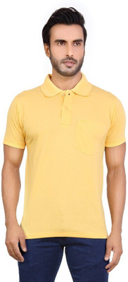 

Awack Solid Men's Polo Neck Yellow T-Shirt