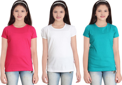 

FabTag - Sini Mini Girls Solid T Shirt(Multicolor