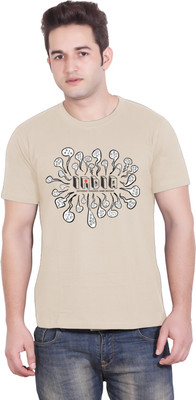 

Tantra Graphic Print Men's Round Neck Beige T-Shirt