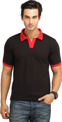 

Fio Solid Men's Polo Neck Red, Black T-Shirt, Black;red