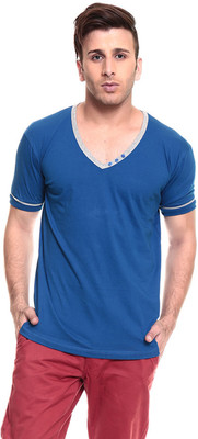 

Izinc Solid Men's V-neck Blue T-Shirt, Royal blue