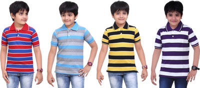

Dongli Boys Striped T Shirt(Multicolor, Pack of 4), Combo color