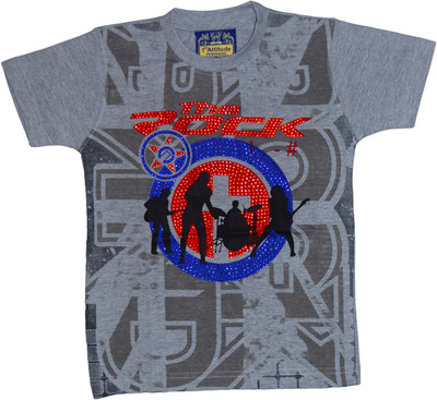 Smilee Boys Printed T Shirt(Grey, Pack of 1)