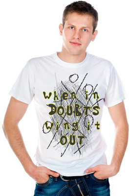 

6th Cross Graphic Print Men's Round Neck White T-Shirt