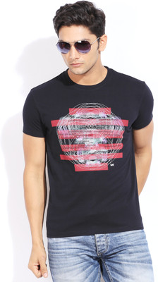

Lee Printed Men's Round Neck Black T-Shirt