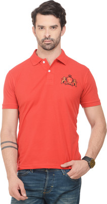 NORWOOD Solid Men Polo Neck Red T-Shirt