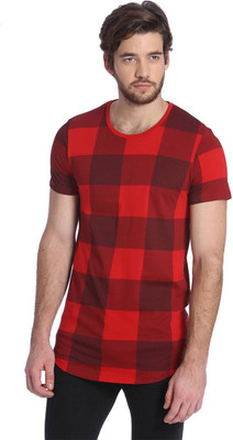

Jack & Jones Checkered Men's Round Neck Red T-Shirt, Haute red