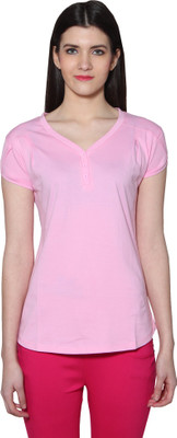 

LGC Solid Women's V-neck Pink T-Shirt