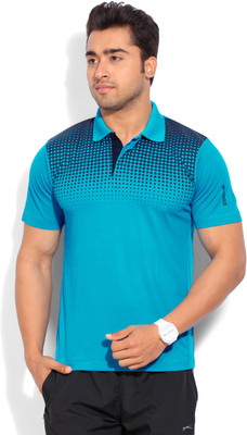 

REEBOK Graphic Print Men's Polo Neck Blue T-Shirt, Blubom