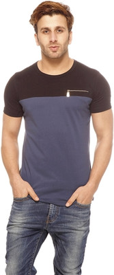 

Gritstones Solid Men' Round Neck Blue T-Shirt