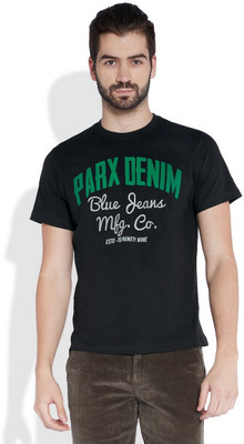 

Parx Printed Men's Round Neck Black T-Shirt