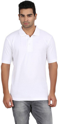 

Rockhard Solid Men's Polo Neck White T-Shirt