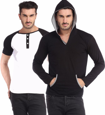 

Leana Striped Men's Henley Multicolor T-Shirt(Pack of 2