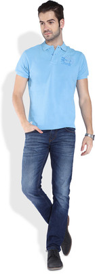 

Parx Solid Men's Polo Neck Blue T-Shirt