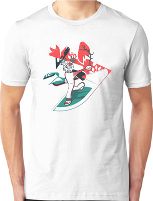 Foscous Printed Men's Round Neck White T-Shirt