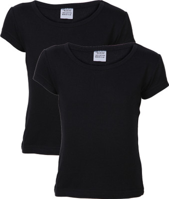 

Gkidz Girls Solid T Shirt(Black