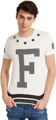 

Flying Machine Printed Men's Round Neck White T-Shirt