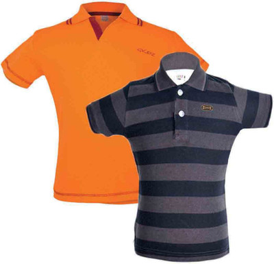 

Gkidz Boys Solid Cotton T Shirt(Multicolor, Pack of 2, Orange
