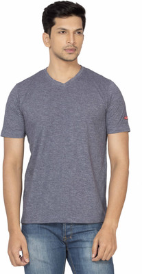 

La Seven Solid Men's V-neck Dark Blue T-Shirt, Navy