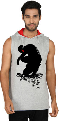 

SayItLoud Printed Men' Hooded Grey T-Shirt