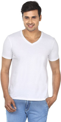 

FM Fashionmania Solid Men's V-neck White T-Shirt