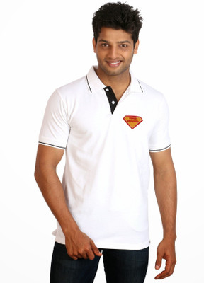

Campus Sutra Solid Men Polo Neck White T-Shirt