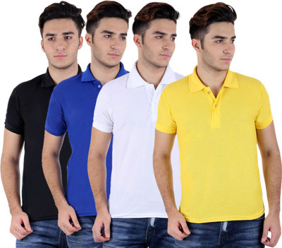 

Sanvi Traders Solid Men Polo Neck Multicolor T-Shirt(Pack of 4
