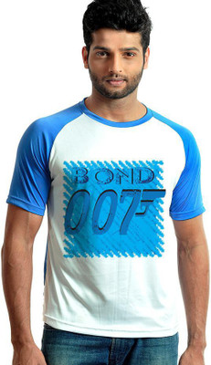 

6th Cross Graphic Print Men's Round Neck Multicolor T-Shirt, Cyan blue;white