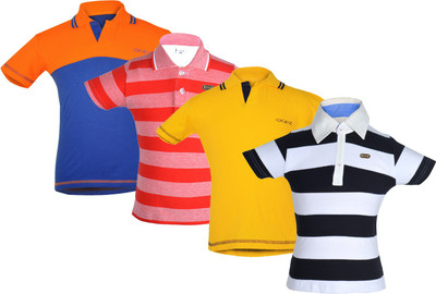 Gkidz Boys Striped T Shirt(Multicolor, Pack of 1) Flipkart