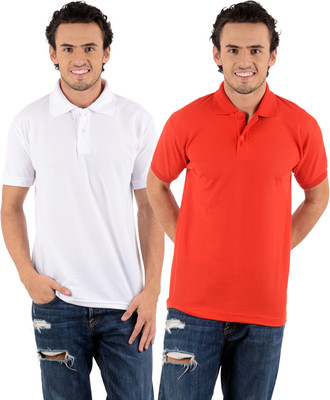 

Blaze Solid Men' Polo Neck Multicolor T-Shirt(Pack of 2, Red;white