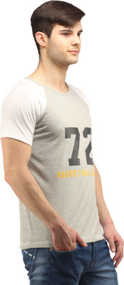 

Fio Printed Men's Round Neck White, Grey T-Shirt, Grey and white