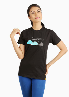 

Campus Sutra Printed Women's Round Neck Black T-Shirt