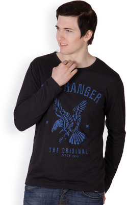 

Rigo Printed Men's Round Neck Black T-Shirt