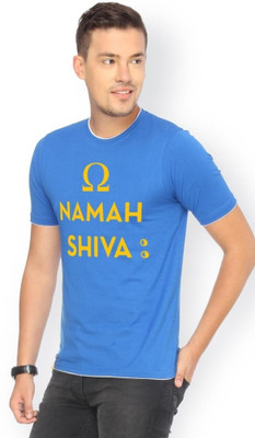 

Campus Sutra Printed Men Round Neck Blue T-Shirt, Royal blue
