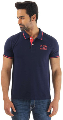 

Flying Machine Solid Men's Polo Neck Dark Blue T-Shirt, Eclipse