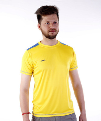 

Zagros Solid Men's Round Neck Yellow, Blue T-Shirt
