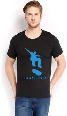 Trendster Printed Men's Round Neck Black T-Shirt