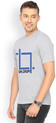 

Campus Sutra Printed Men Round Neck Grey T-Shirt