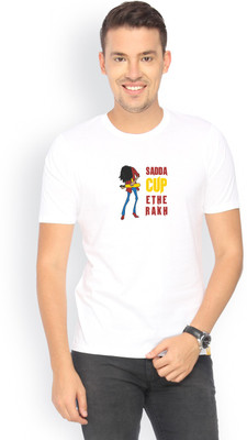

Campus Sutra Geometric Print Men Round Neck White T-Shirt