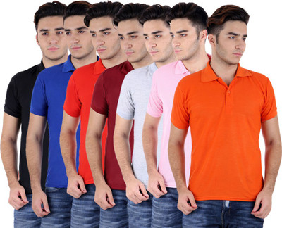 

Sanvi Traders Solid Men Polo Neck Multicolor T-Shirt(Pack of 7