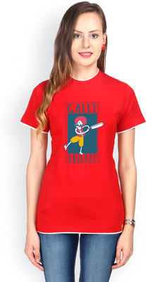 

Campus Sutra Printed Women's Round Neck Red T-Shirt